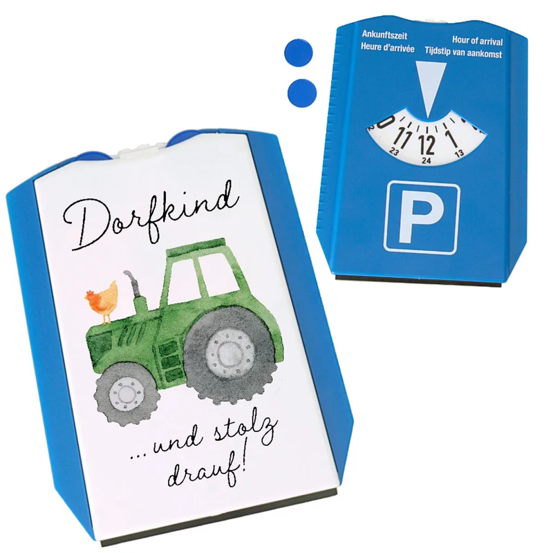 Dorfkind und stolz drauf grüner Traktor Parkscheibe