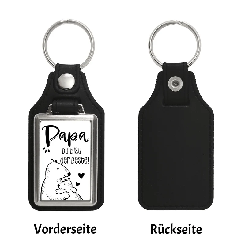 Bären Papa und Kind Schlüsselanhänger mit Spruch Papa du bist der Beste