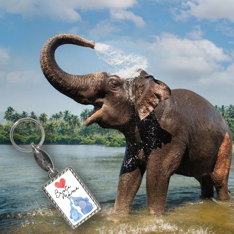 Elefant Mutter und Kind Schlüsselanhänger mit Spruch Beste Mama