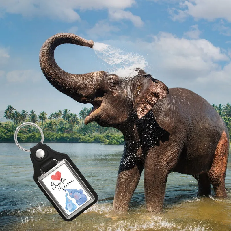 Elefant Mutter und Kind Schlüsselanhänger mit Spruch Beste Mama