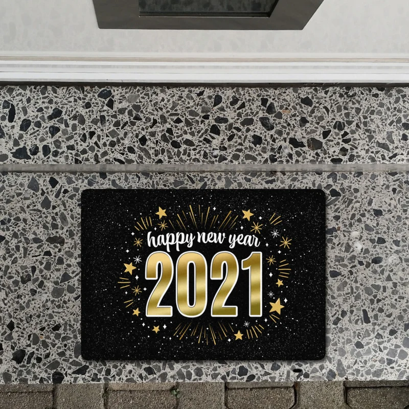 Happy new year 2021 Fußmatte ohne Rand mit Sterne Motiv
