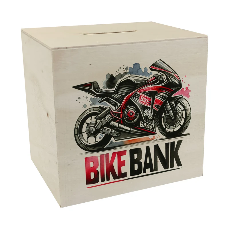 Rennmotorrad Spardose mit Spruch Bike Bank