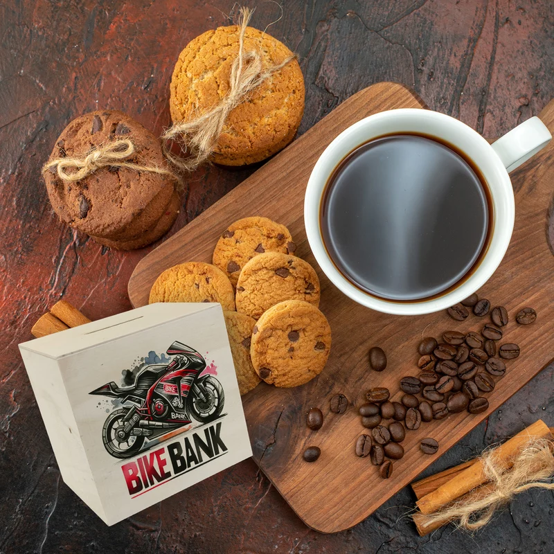Rennmotorrad Spardose mit Spruch Bike Bank