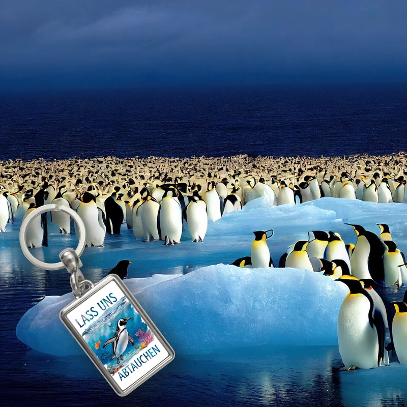 Lass uns abtauchen Pinguin Schlüsselanhänger Unterwasserszene