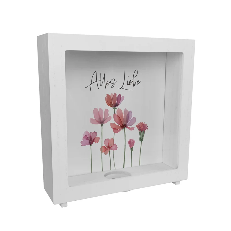 Aquarell Blumen Spardose mit Spruch Alles Liebe