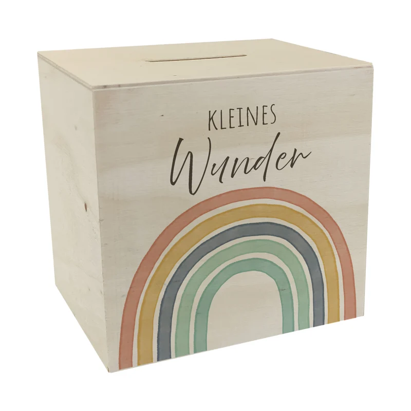 Regenbogen Spardose mit Spruch Kleines Wunder