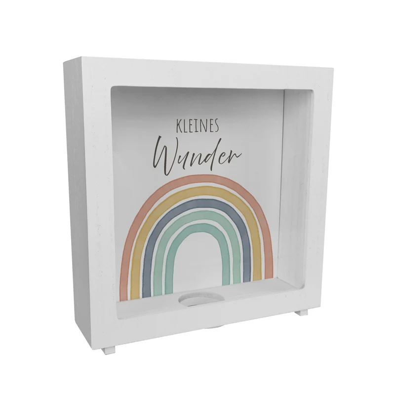 Regenbogen Spardose mit Spruch Kleines Wunder