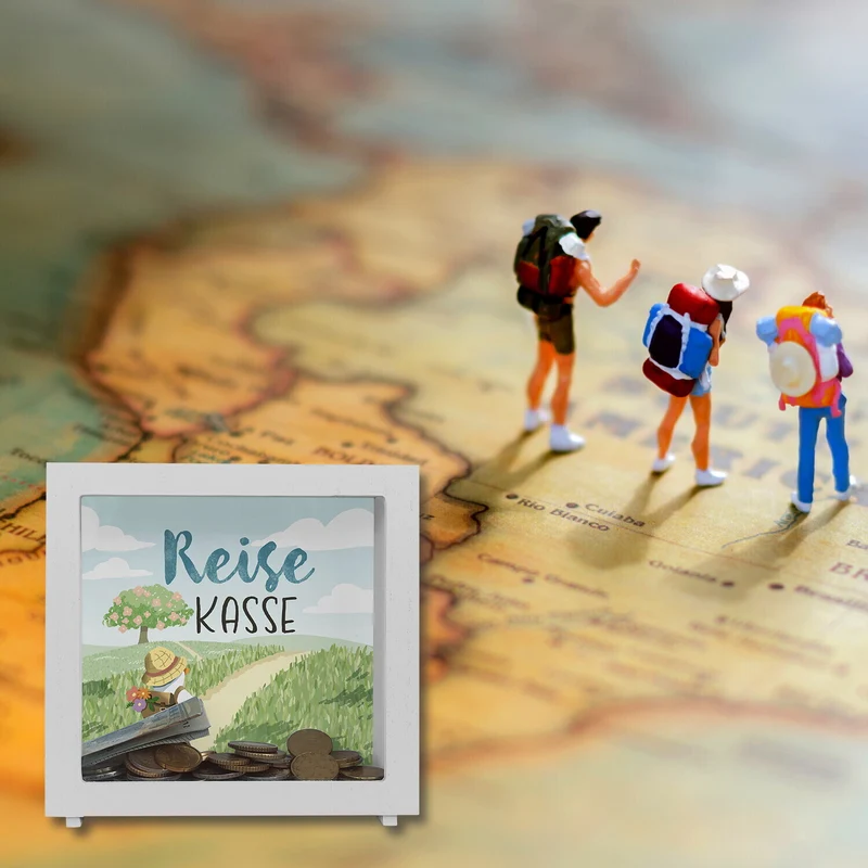 Ente auf Reisen Spardose mit Spruch Reisekasse