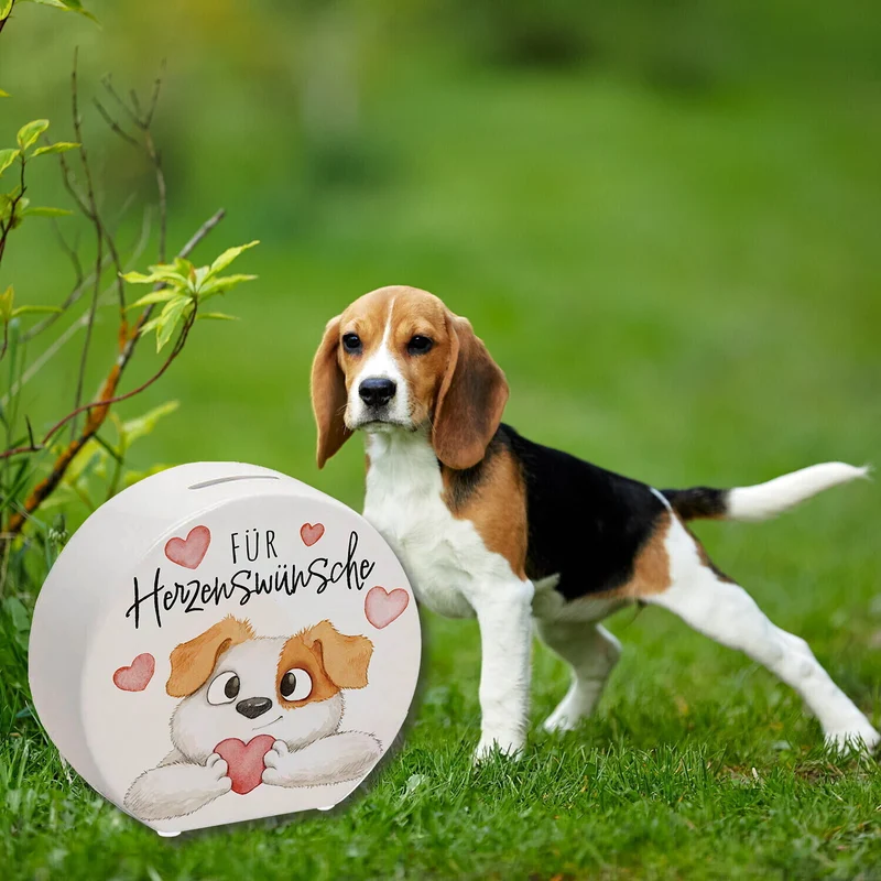 Hund Spardose mit Spruch Für Herzenswünsche