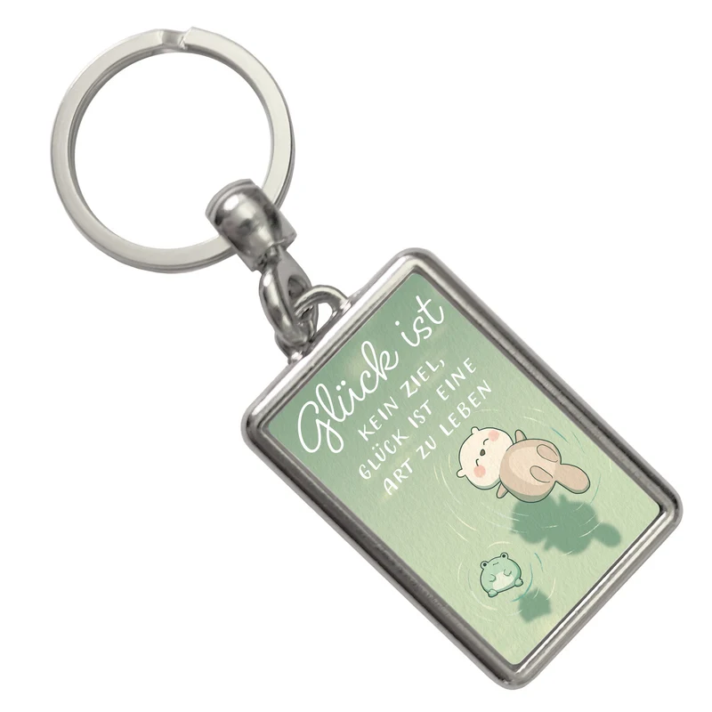 Otter und Frosch Schlüsselanhänger mit Spruch Glück ist Lebensweise kein Ziel