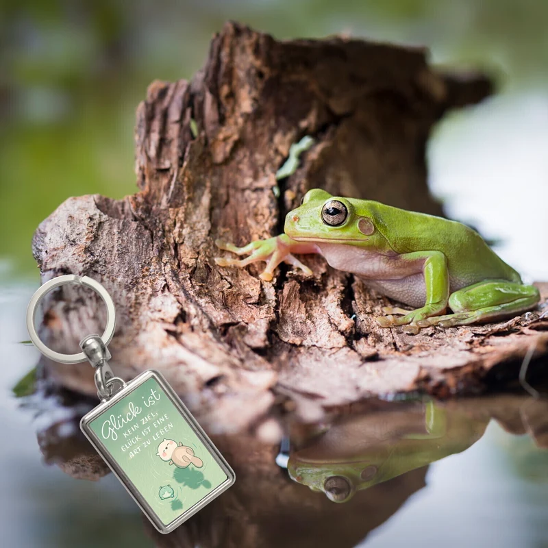 Otter und Frosch Schlüsselanhänger mit Spruch Glück ist Lebensweise kein Ziel