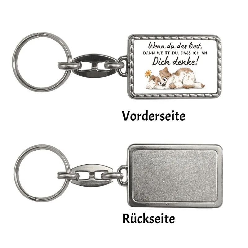 Hund Schlüsselanhänger mit Spruch Denke an dich