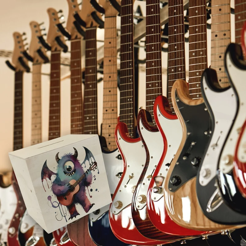 Freches Monster mit Gitarre Spardose