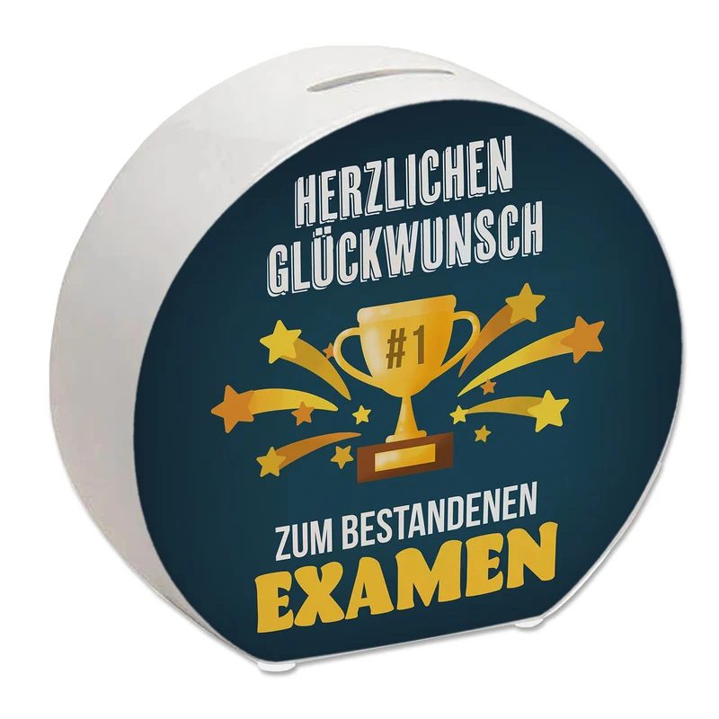 Herzlichen Glückwunsch Spardose mit Spruch zum erfolgreichen Examen