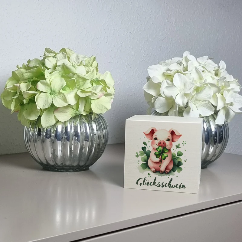 Glücksschwein mit Kleeblatt Spardose
