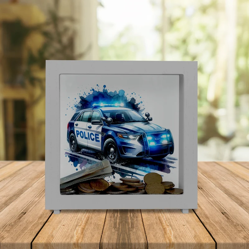 Polizeiauto im Einsatz Spardose