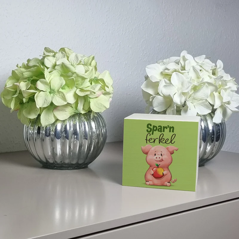 Schwein Spardose mit Spruch Sparnferkel