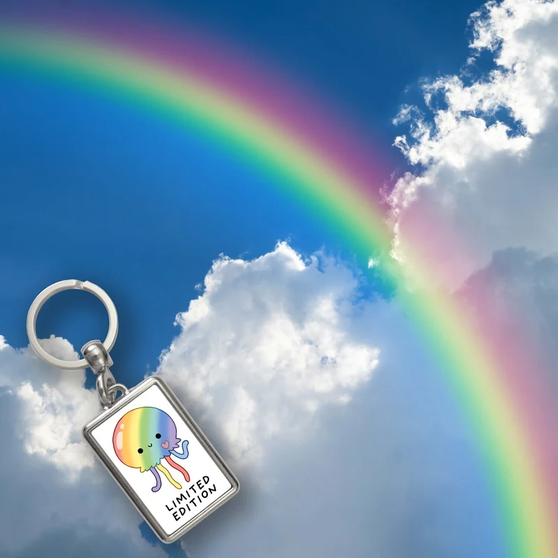 Jelly & Friends Regenbogen-Qualle Schlüsselanhänger mit Spruch Limited Edition