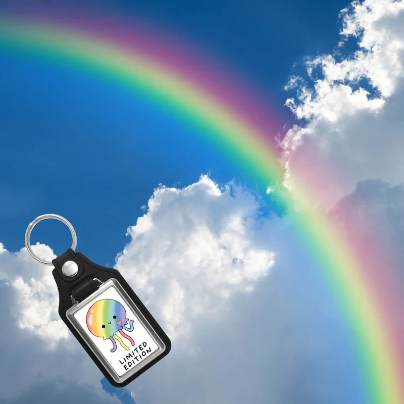 Jelly & Friends Regenbogen-Qualle Schlüsselanhänger mit Spruch Limited Edition