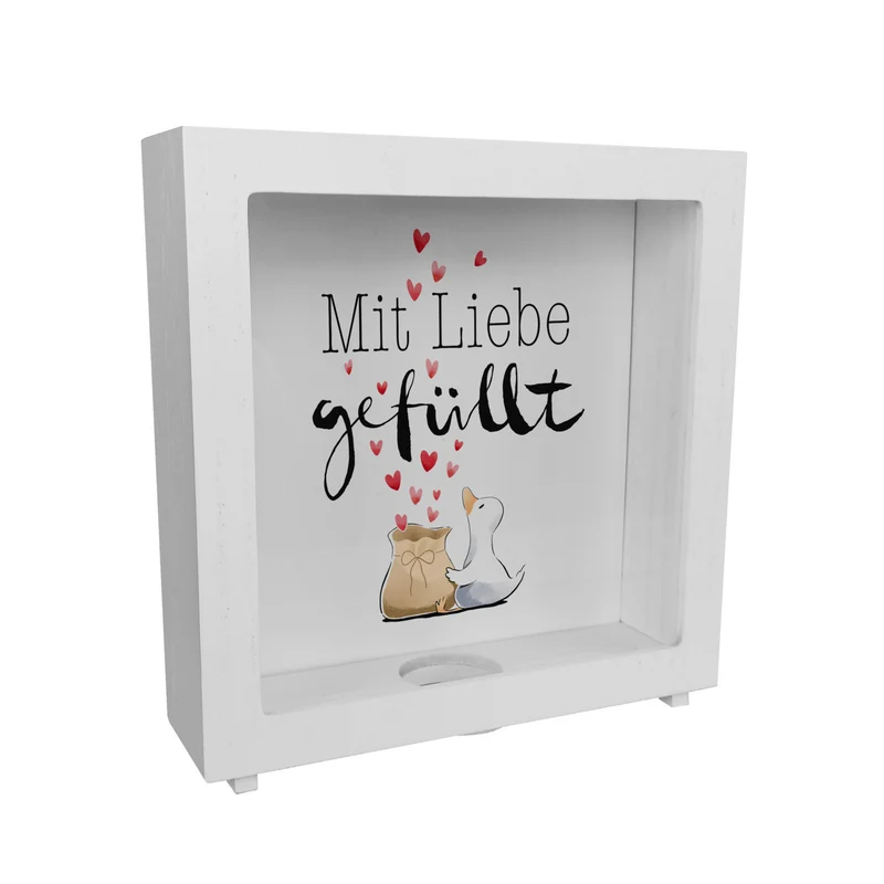 Ente Spardose mit Spruch Mit Liebe gefüllt