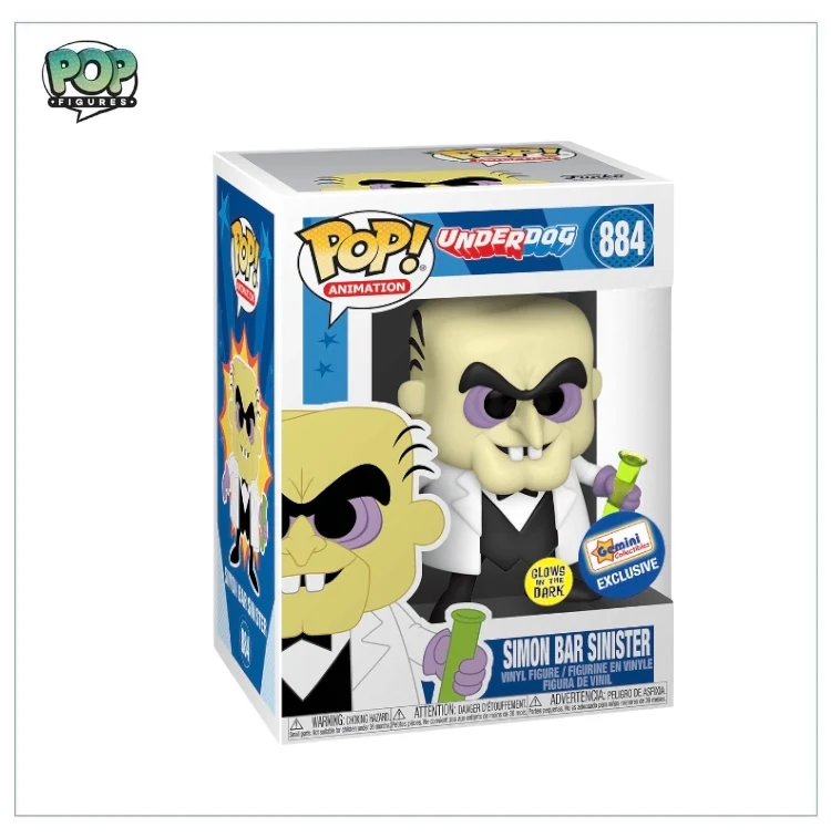 Simon Bar Sinister (Glow In The Dark) #884 Funko Pop! Underdog, Gemini Collectibles Exclusive