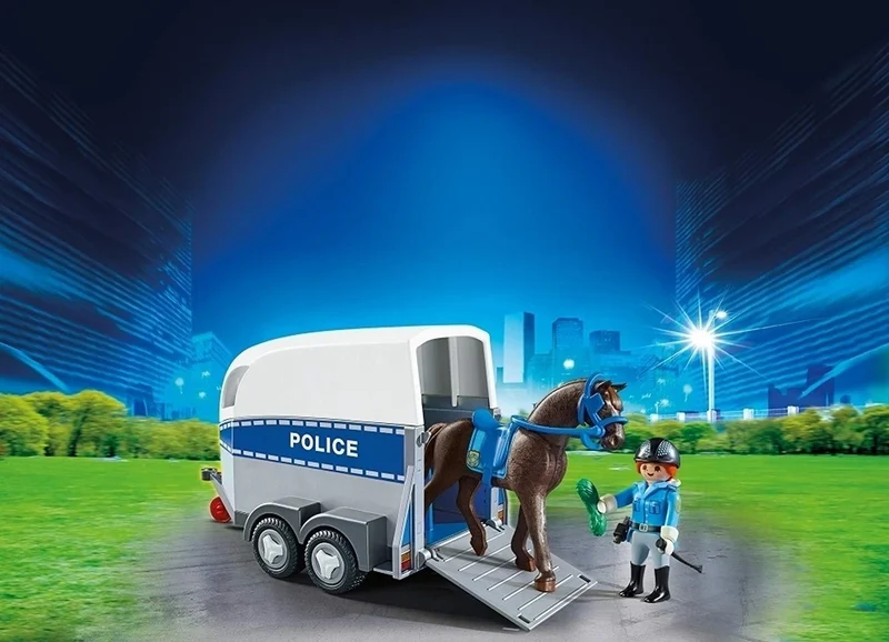 Playmobil City Action Police With Horse And Trailer - 6922