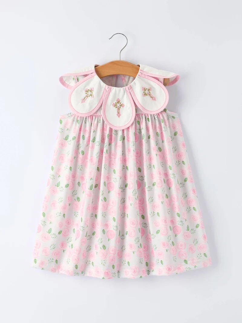 Floral Smocked Petal Peter Pan Collar Dress