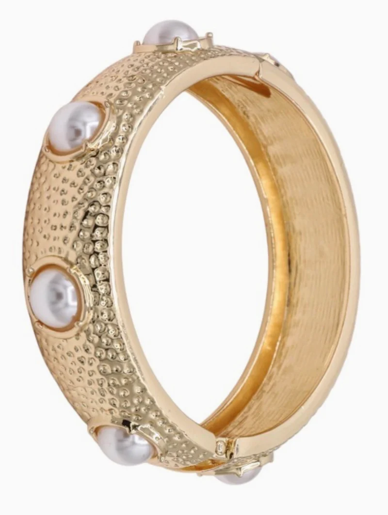 Hammered Pearl Bangle