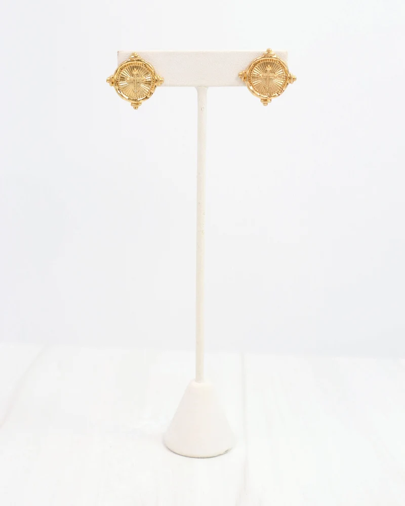 Capitola Cross Stud Worn Gold