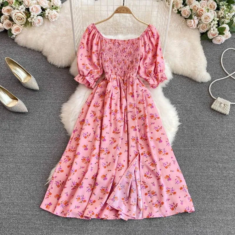 Floral smocked midi dress