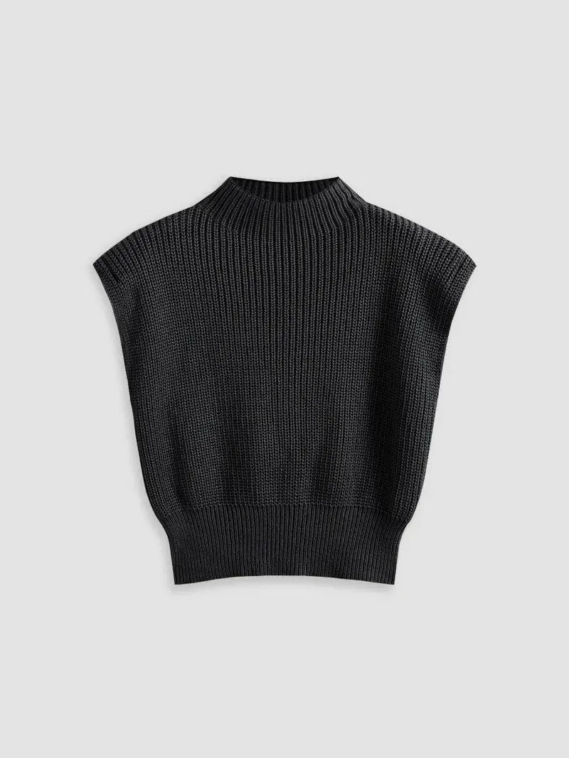 Cropped knit sleeveless sweater