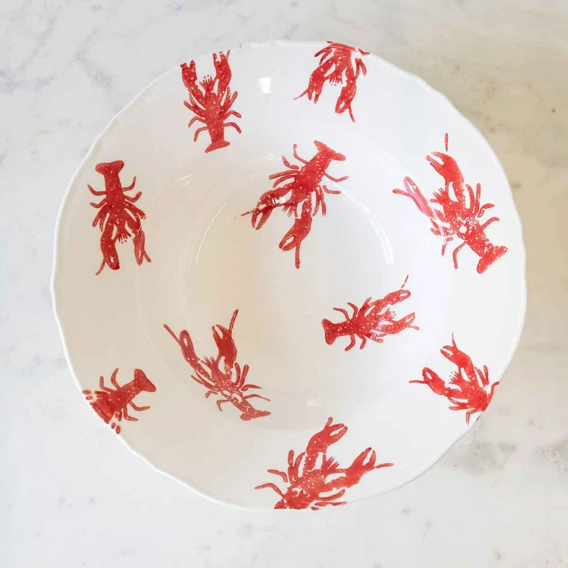 Watercolor Crawfish Serving Bowl 12x12x3.5