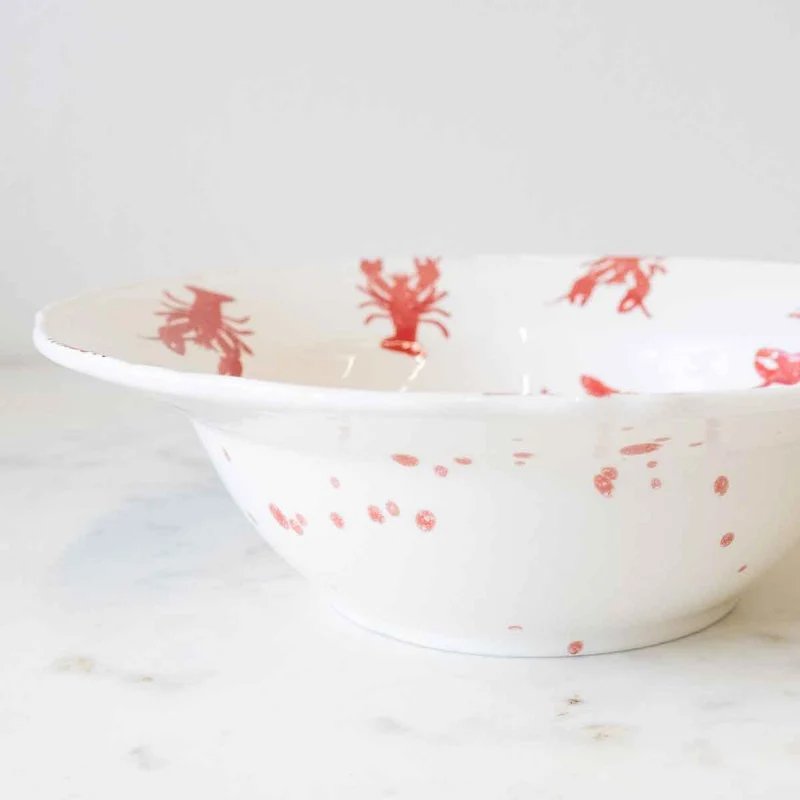 Watercolor Crawfish Serving Bowl 12x12x3.5