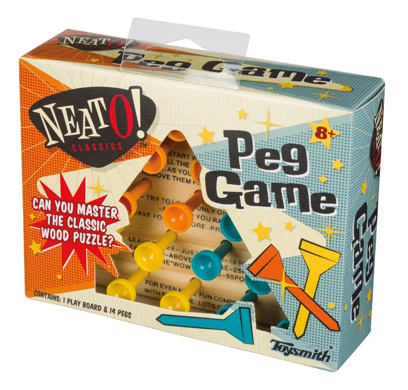 Neato! Classic Wooden Peg Game, Travel Size- Retro Classic