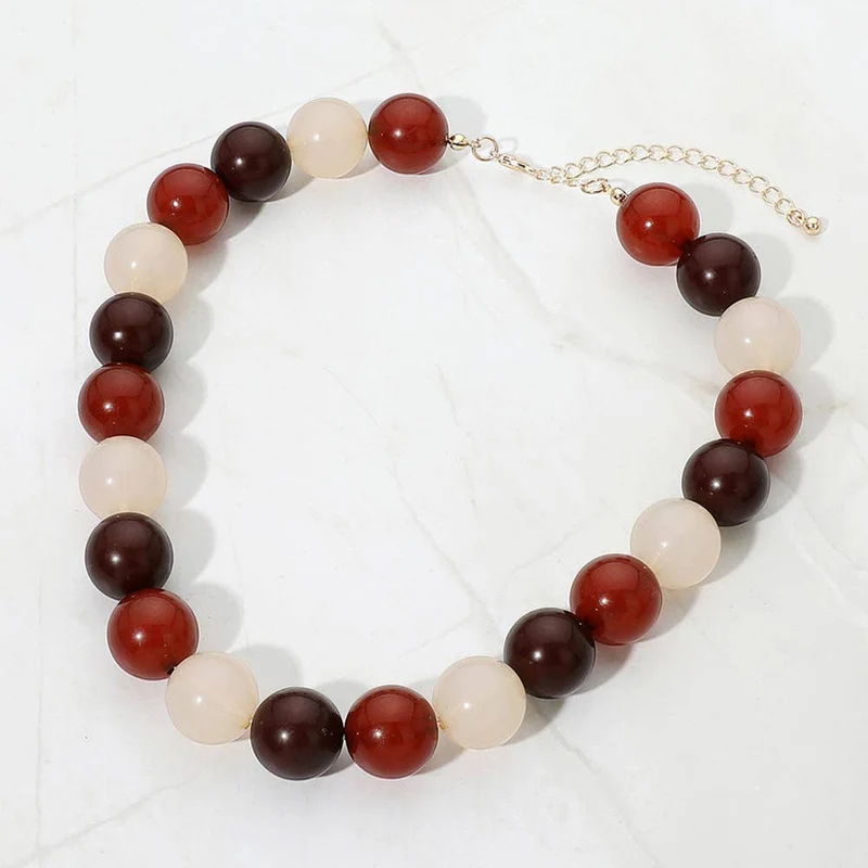 Bold Chunky Round Beaded Statement Necklace