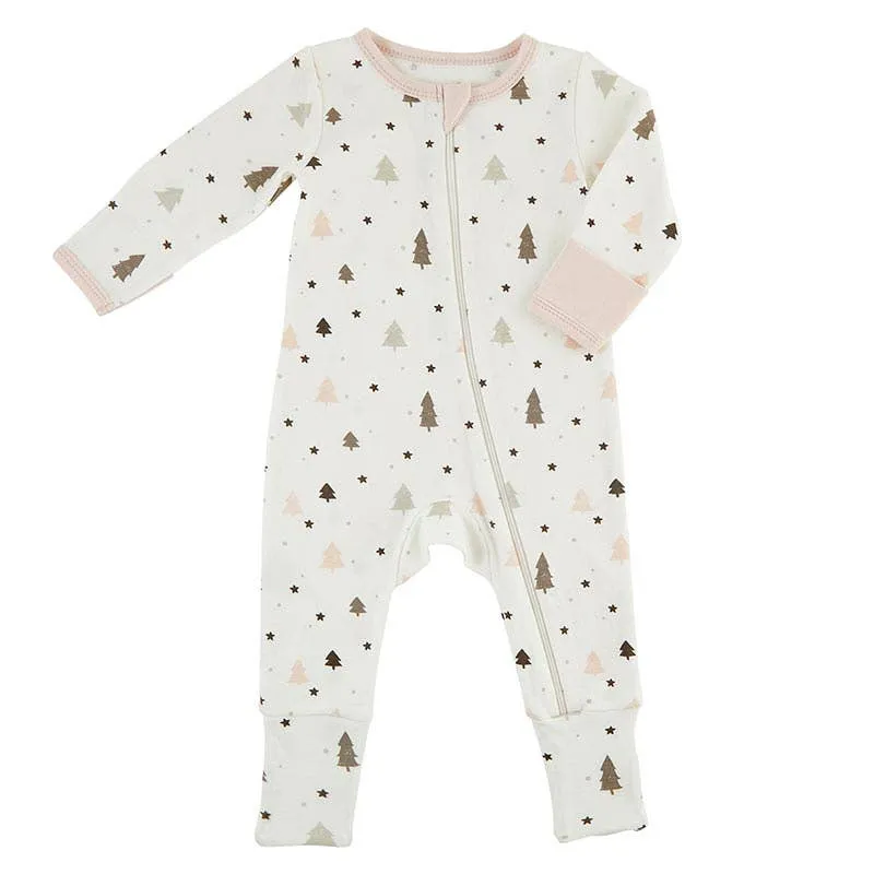 Winter Wonderland Cozy Romper-Blush Trees