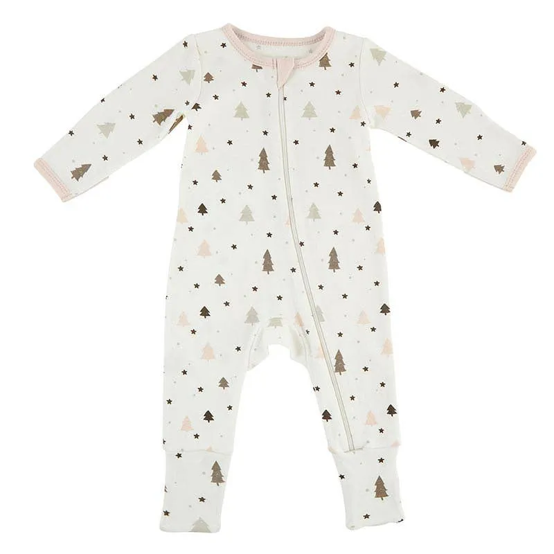 Winter Wonderland Cozy Romper-Blush Trees