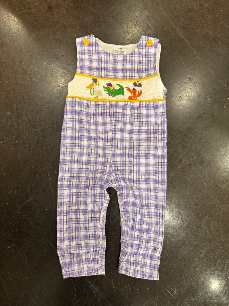 Purple Plaid Animal JonJon ~ 12M