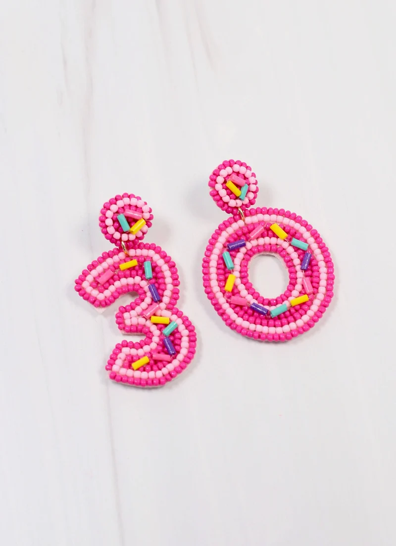 30th Birthday Celebration Earring PINK MULTI