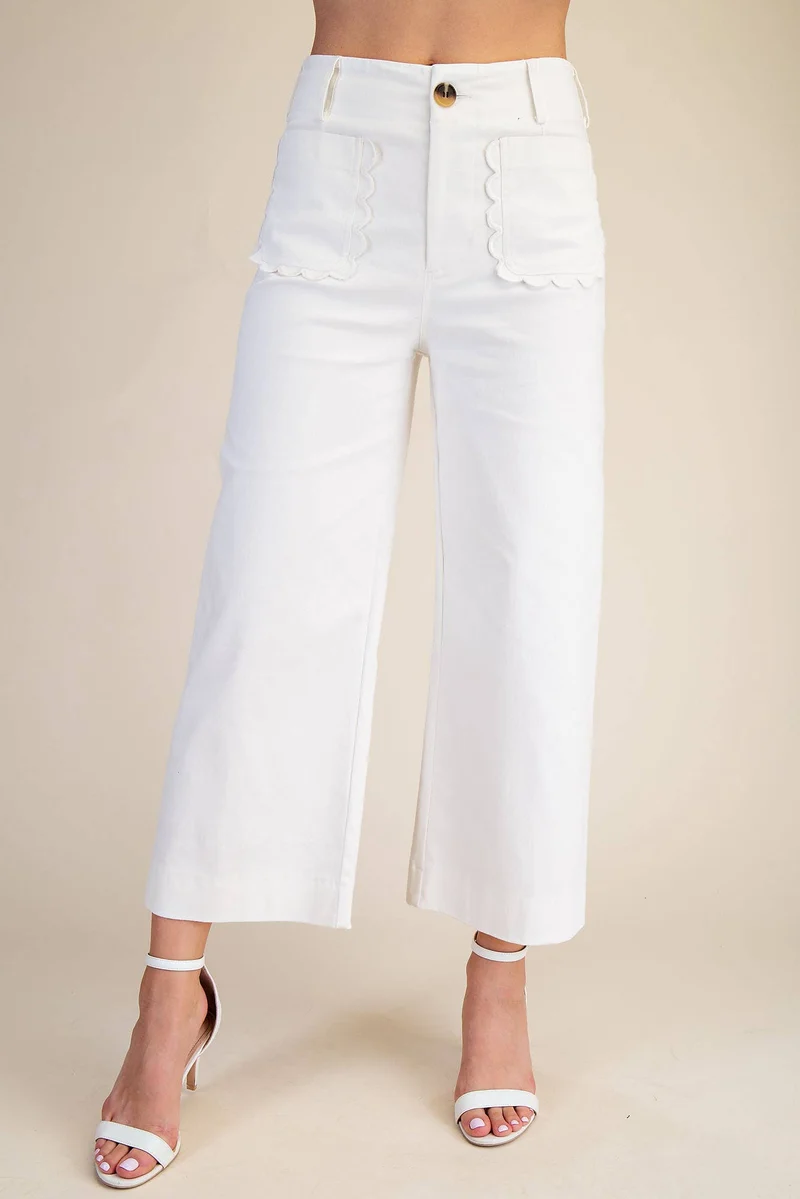 Colette Wide-Leg Scallop Pocket Pants