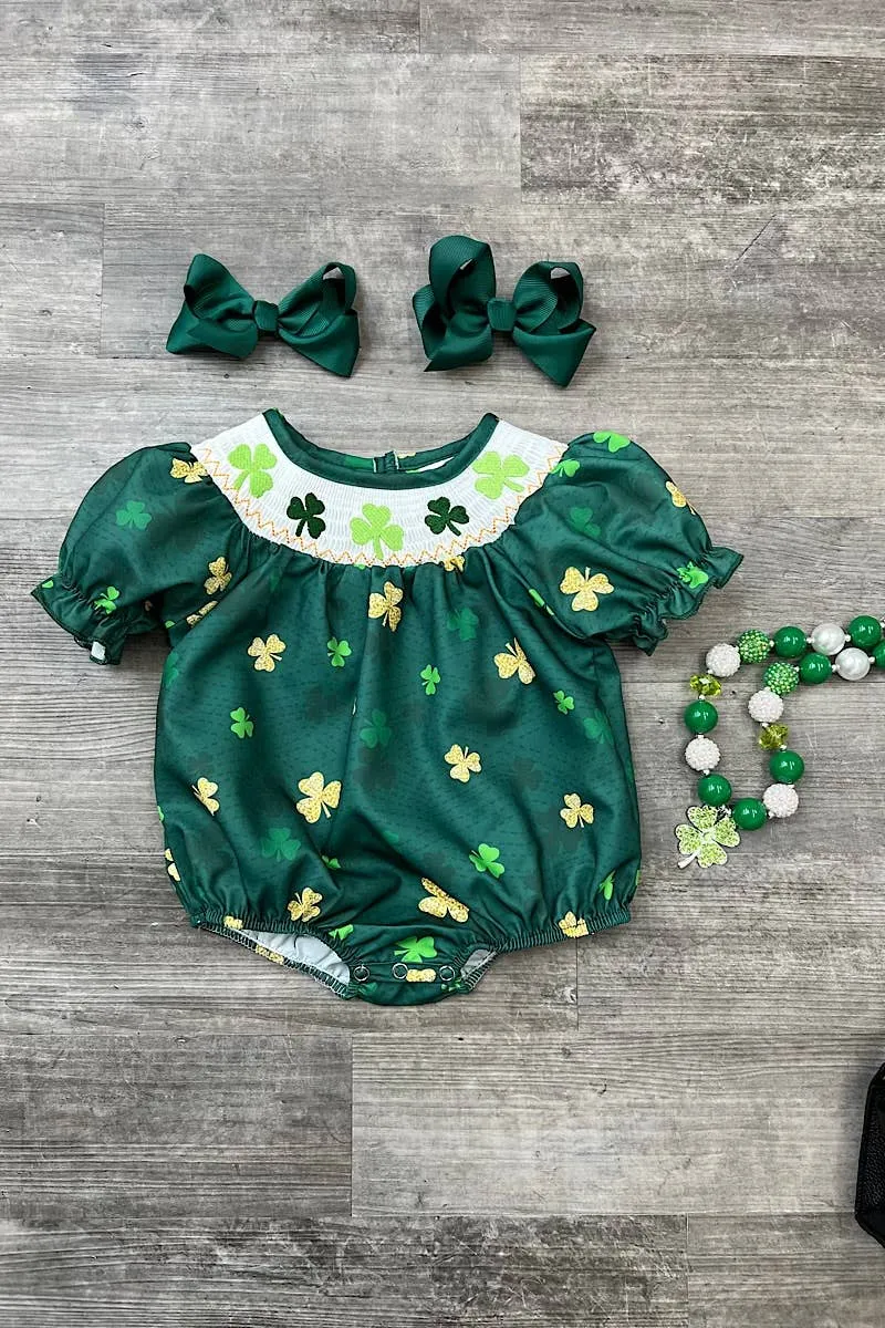 CLOVER PRINTED SMOCKED BABY ROMPER