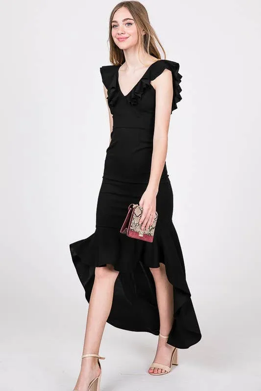 Casual Hi-Low Fishtail Midi Dress