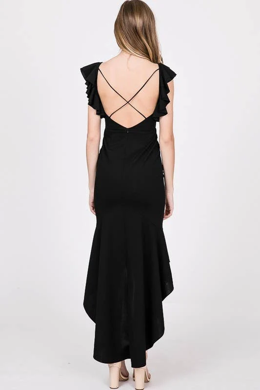 Casual Hi-Low Fishtail Midi Dress
