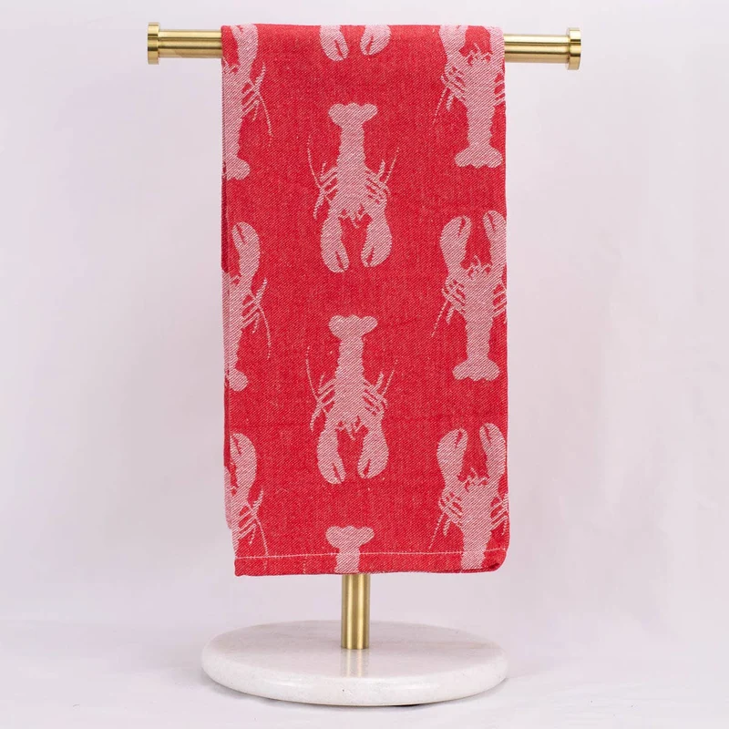 Crawfish Jacquard Hand Towel Red/White 20x28