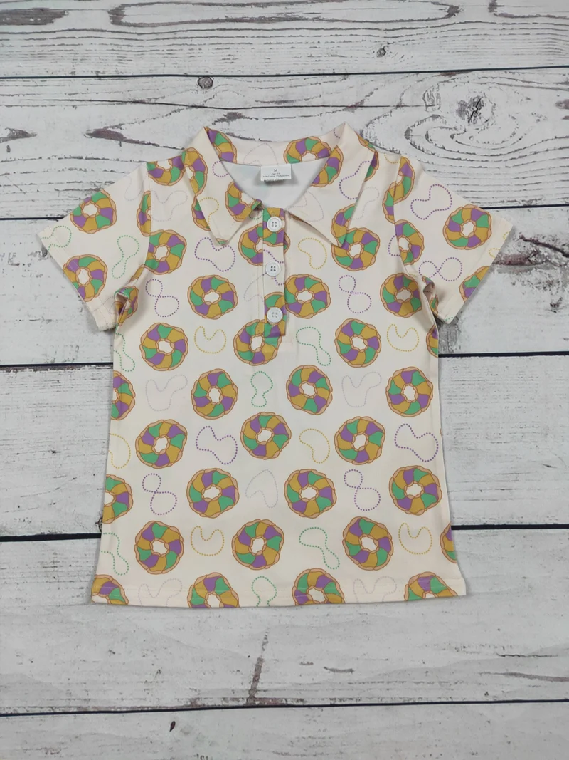 Baby Boys King Cakes Printed Mardi Gras Polo