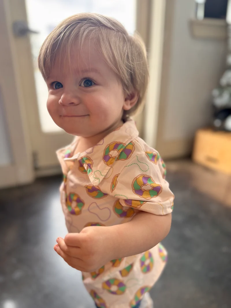 Baby Boys King Cakes Printed Mardi Gras Polo
