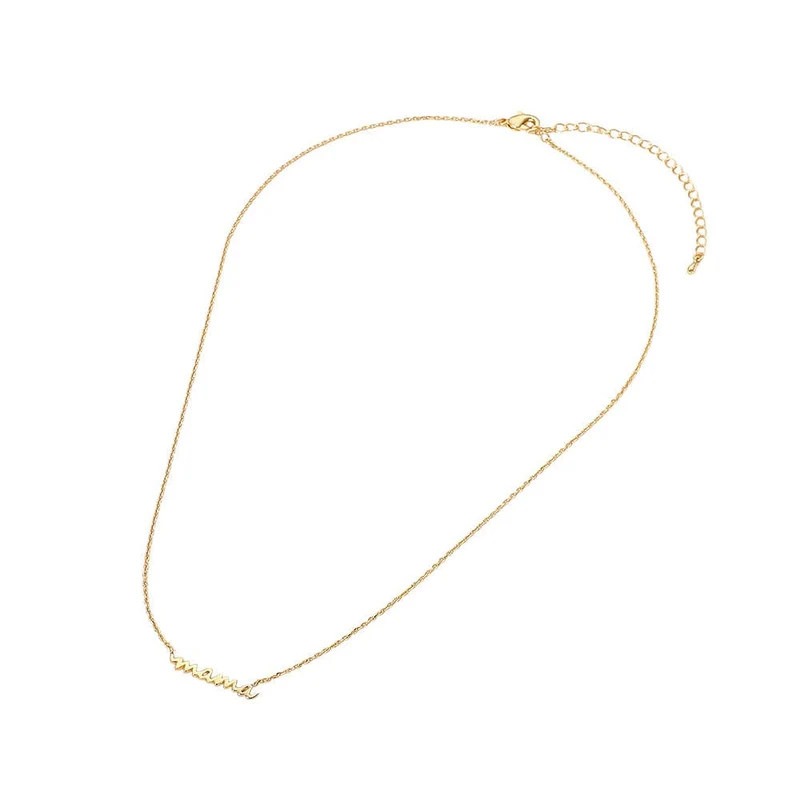 18K Gold Dipped Script MAMA Plate Pendant Necklace