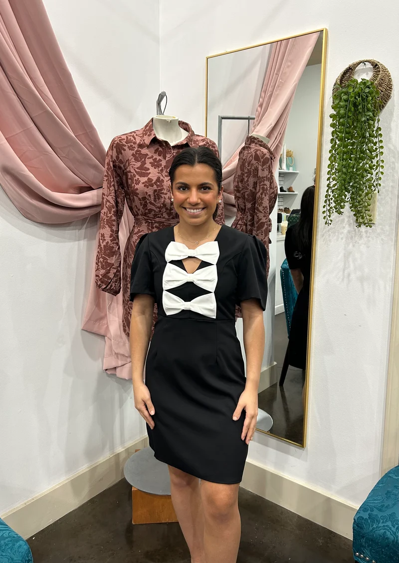 Puff Sleeve Bow Dress