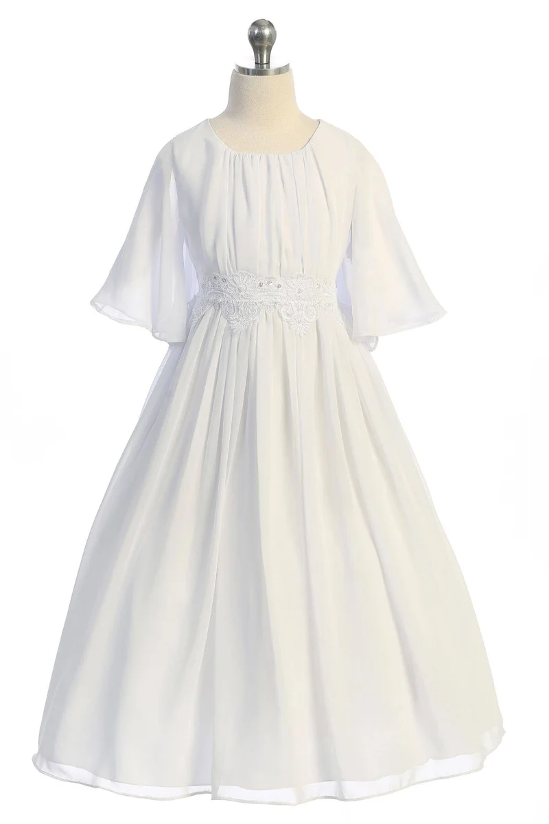 Chiffon Butterfly Sleeve Long Girls Dress
