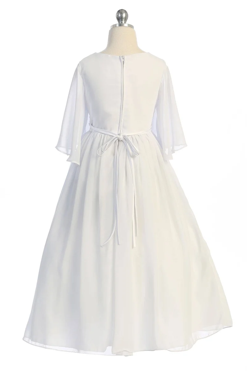Chiffon Butterfly Sleeve Long Girls Dress